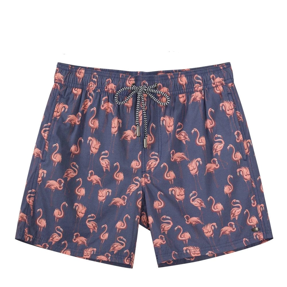 ESTRAVINO Quick-Dry Flamingo Print Swim Shorts