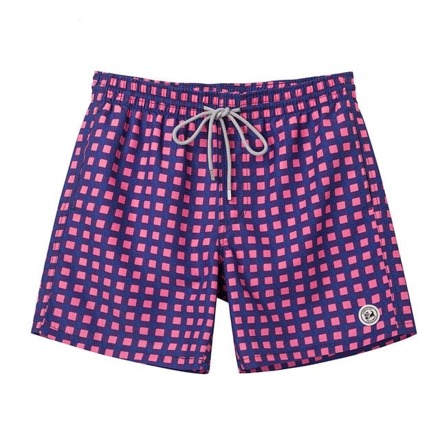 ESTRAVINO Breathable Check Pattern Swim Shorts