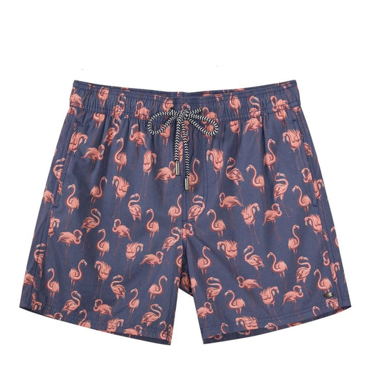 ESTRAVINO Quick-Dry Flamingo Print Swim Shorts