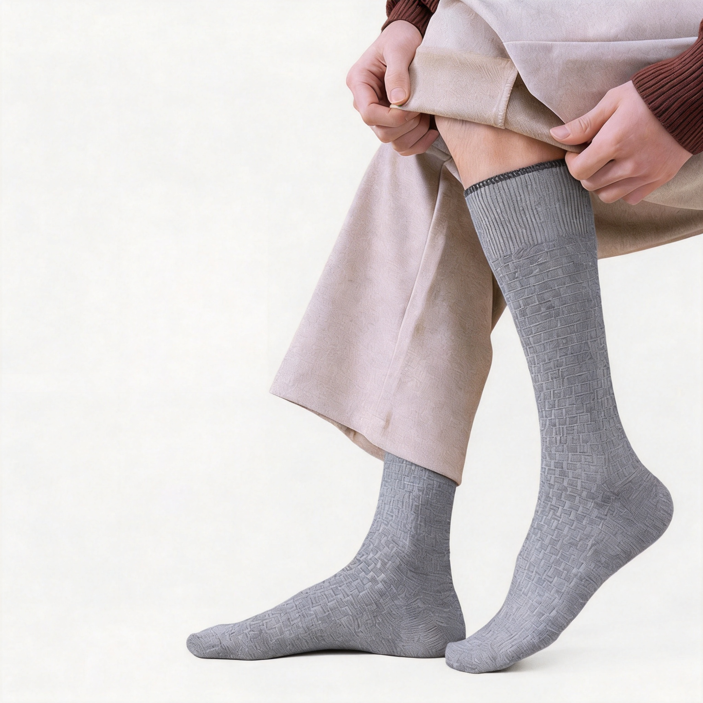 5-PACK SELZANO Premium Waffle Crew Socks