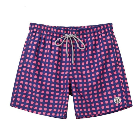 ESTRAVINO Breathable Check Pattern Swim Shorts